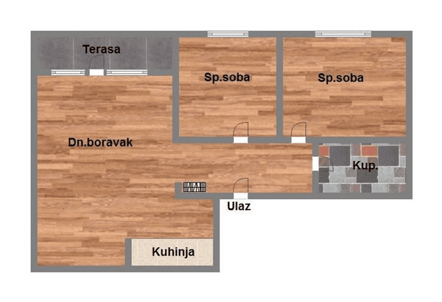 Trosobban stan u izgradnji, Grbavica, 64m2