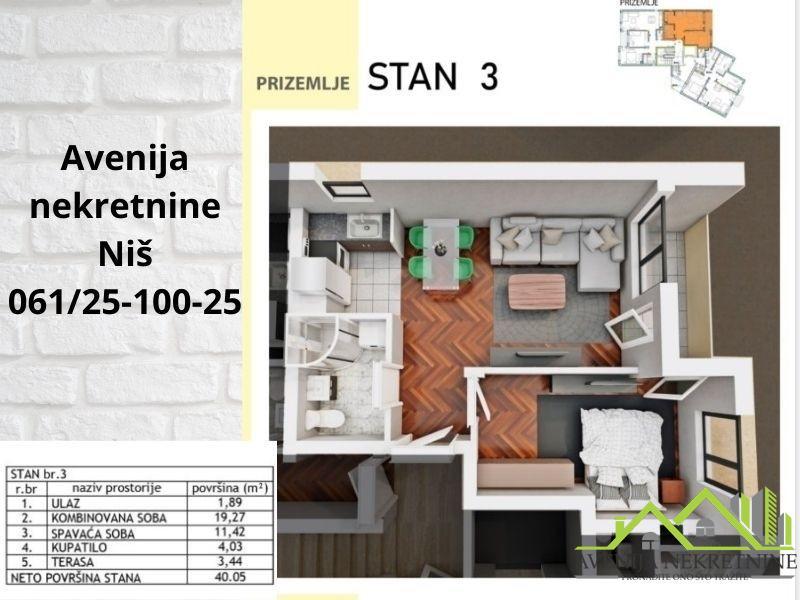 Stan u izgradnji 1,5 soban, Aplovac,Niš