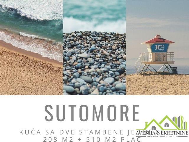 SUTOMORE - KUĆA SA DVA ZASEBNA STANA - 208m2 + 510m2 PLAC