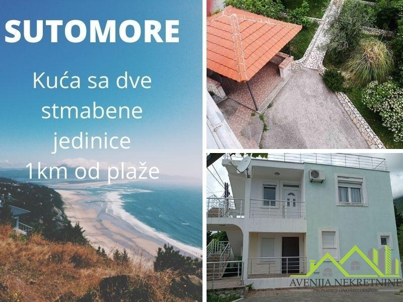 SUTOMORE - KUĆA SA DVA ZASEBNA STANA - 150m2 + 457m2 PLAC