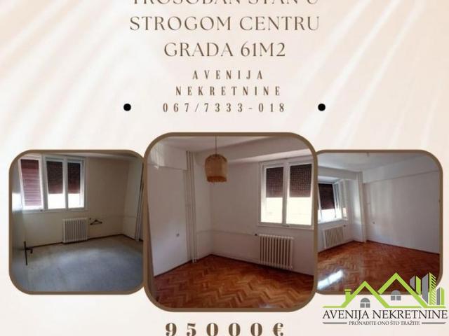 TOP PONUDA-TROSOBAN STAN U STROGOM CENTRU GRADA- 61m2- 95000e 