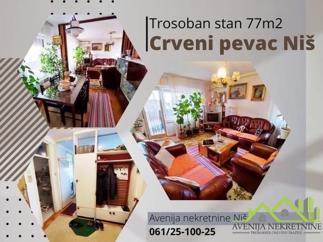 Trosoban stan 77m2 i parking, Dom zdravlja, Crveni pevac