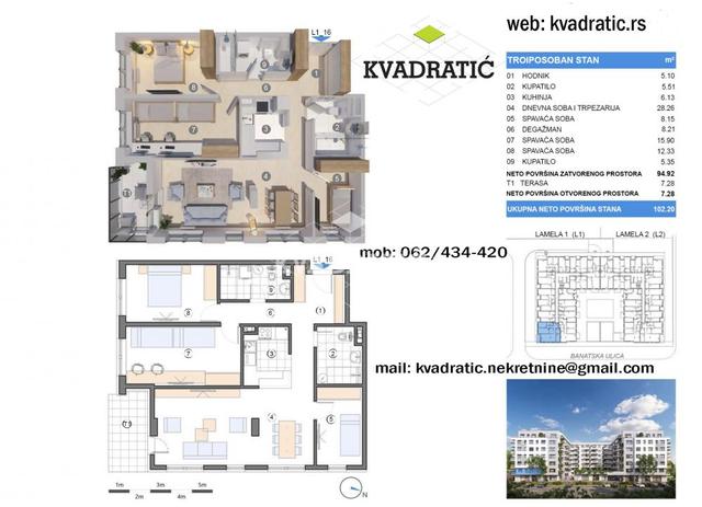 Lux stan u Zemunu, 3.5, 102m2, I , CG - Bez provizije