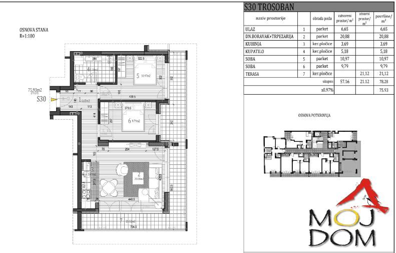 Stan,NOVI SAD,NOVA DETELINARA,kv: 76, € 195700, ID: 1026209