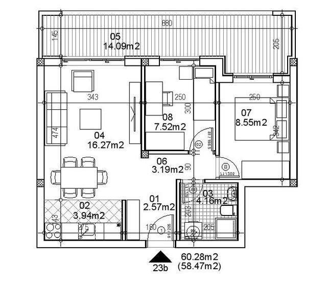 Stan,NOVI SAD,TELEP,kv: 58.56, € 126700, ID: 1039713