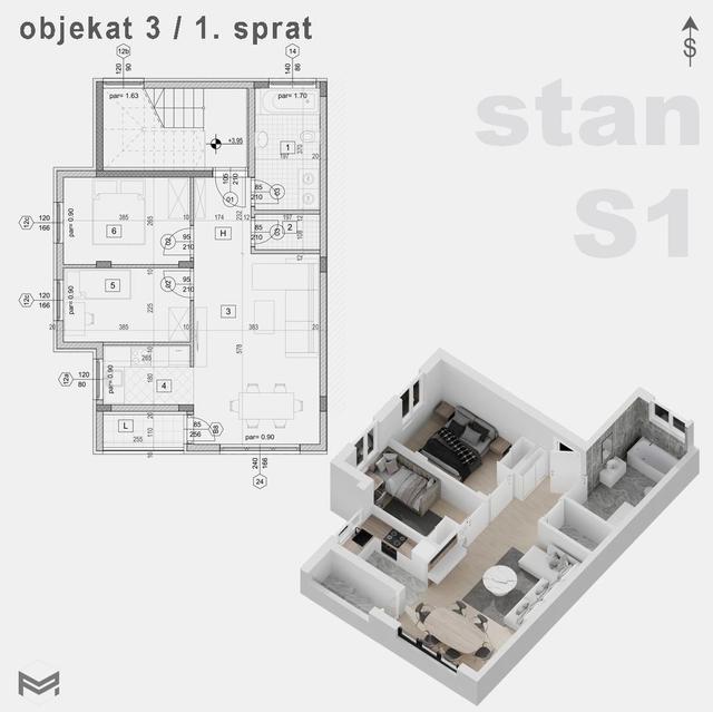 Stan,NOVI SAD,VETERNIK,kv: 59.87, € 117200, ID: 1039801